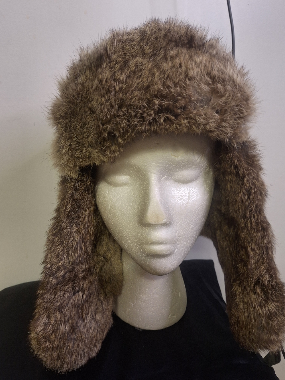 Kids Rabbit Fur Trapper Hat - Brown  Size Med